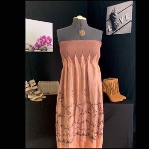 SUMMER 🌴 Brown Strapless Shimmer Dress